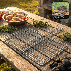 Heavy-Duty Stainless-Steel Barbecue Grill Basket (1 Pc)