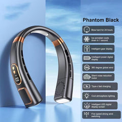 Premium USB Rechargeable Fashion Neck Fan with Digital Display (1 Pc)