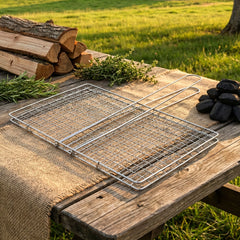 Heavy-Duty Stainless-Steel Barbecue Grill Basket (1 Pc)