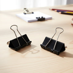 Black Metal Binder Clips (19 MM, 12 Pieces Set)
