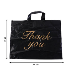 Large Black Thank You Printed Plastic Carry Bag (34 × 44 cm, 1 Pc)
