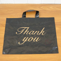 Premium Black Thank You Printed Plastic Carry Bag 30 × 39 Cm (1 Pc)