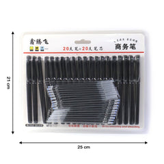 Refillable Black Marker Pen with Extra Ink Refills 20 pieces (1 Set)