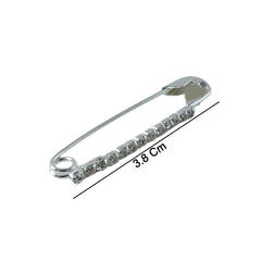 Decorative Silver Finish Safety Pin Brooch Set (12 Pc Set)