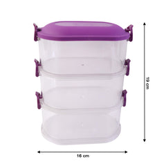 3 Layer Stackable Airtight Food Storage Container Set (1 Set)
