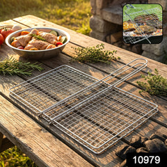 Heavy-Duty Stainless-Steel Barbecue Grill Basket (1 Pc)