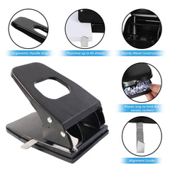 Heavy-Duty Metal 2-Hole Paper Punch Machine