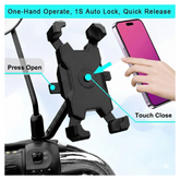 Mobile Phone Holder View Mirror Mount Solid Metal Cradle for Bike and Phones
