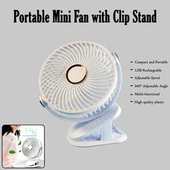 Portable Mini Fan with Clip Stand (1 Pc)