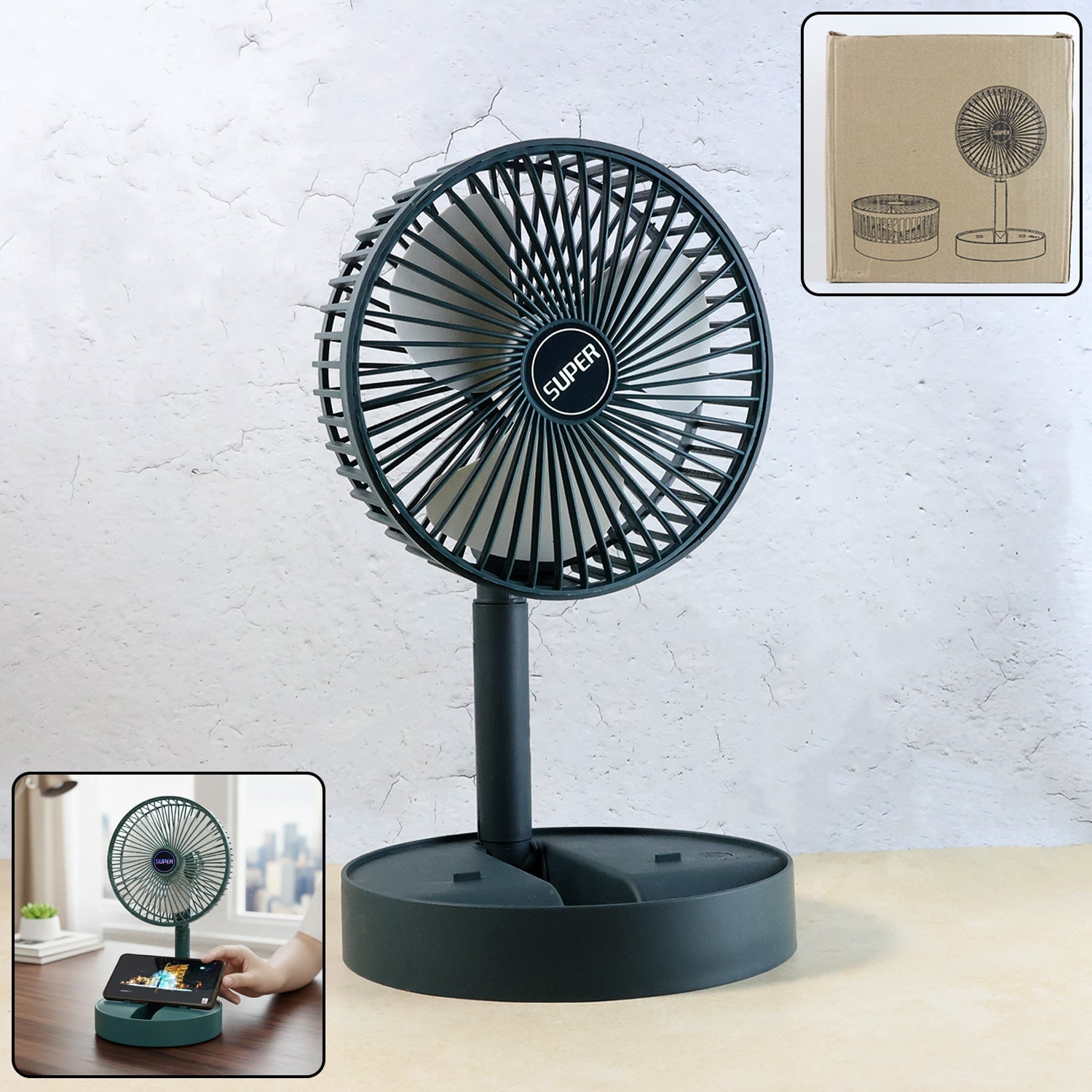 Table fan with mobile holder