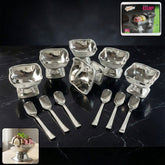 Premium Stainless Steel Ice Cream Cup With 6 Spoon Set (6 Pc Set)