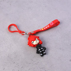 Cute Red Hair Cartoon Girl Silicone Keychain (1 Pc)