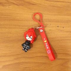 Cute Red Hair Cartoon Girl Silicone Keychain (1 Pc)
