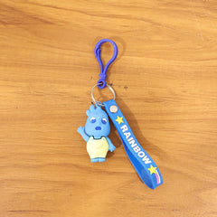 Cute Cartoon Character Keychain with Silicone Strap & Carabiner Clip – 1 Pc