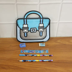 Kids 5 in 1 Stationery Kit with Cartoon Style Carry Bag
