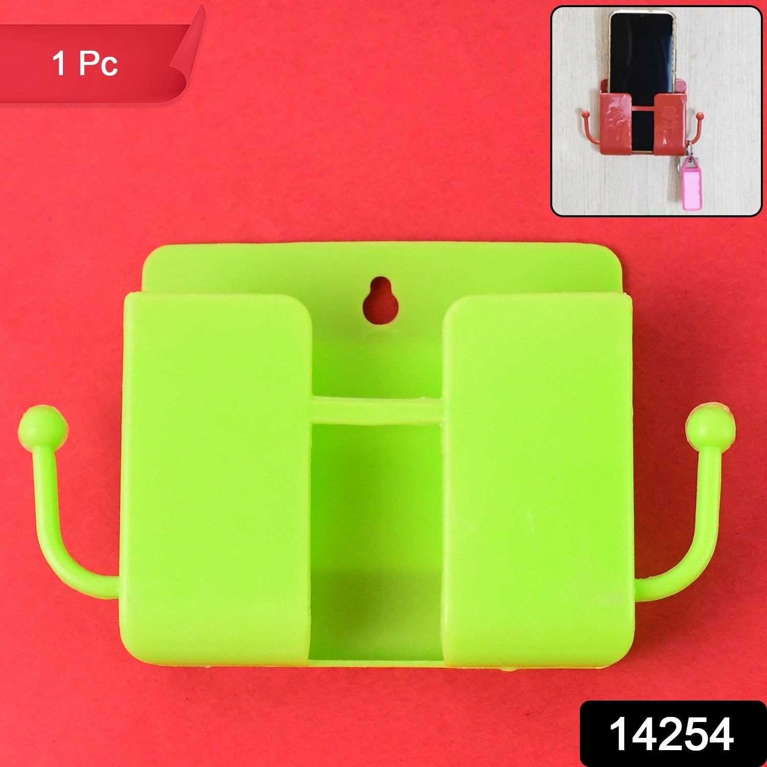 Compact Neon Green Wall Phone Holder