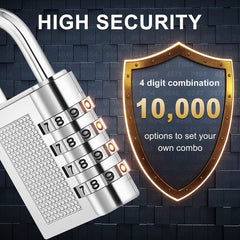 Heavy-Duty 4-Digit Resettable Combination Padlock (1 Pc)
