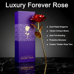24K Artificial Golden Rose / Gold Red Rose with Gift Box (10 inches)
