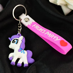 Cute Cartoon Unicorn Keychain with Silicone Strap (1 Pc / Mix design)