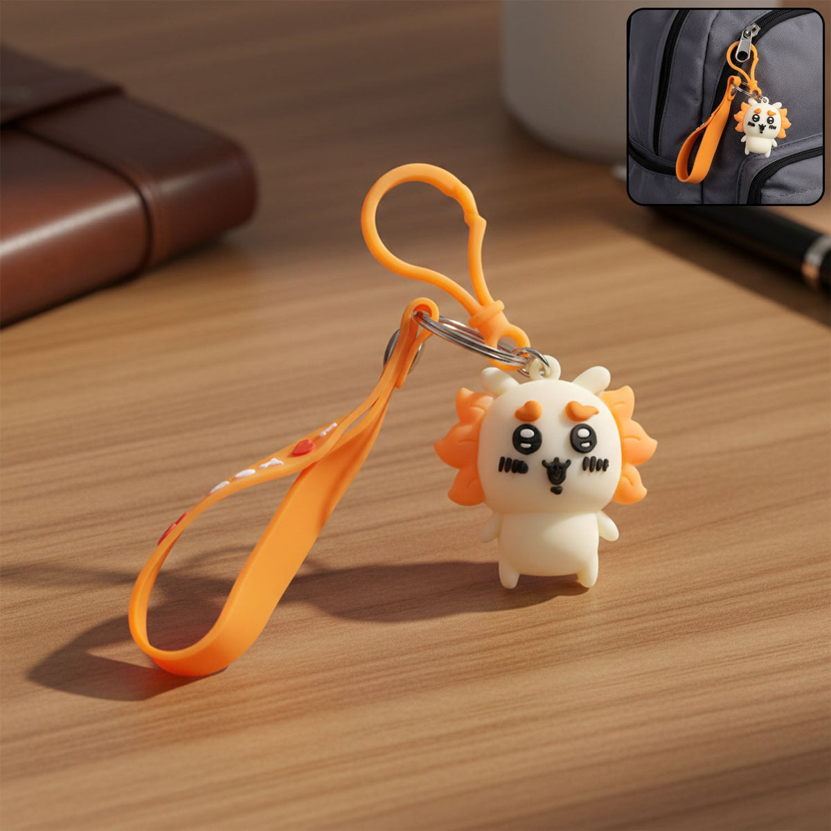 Cute Cartoon Lion Silicone Keychain (1 Pc)