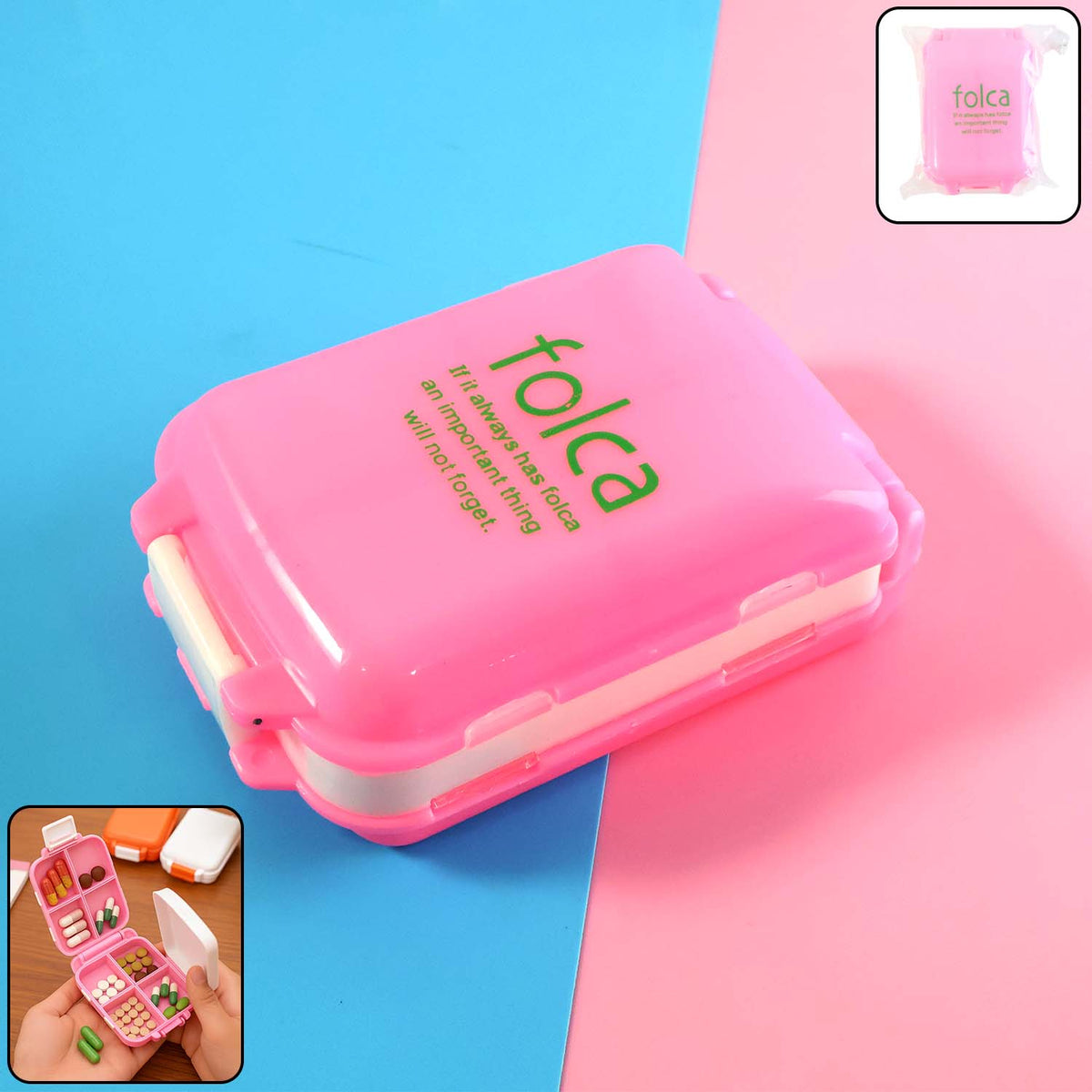 Portable Pink Dual-Sided Pill Organizer Box (1 Pc)
